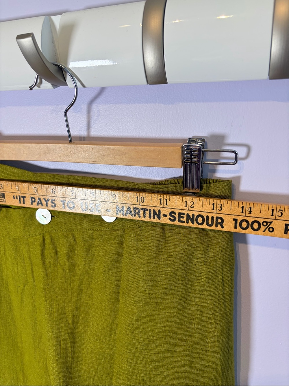 Kaliyana Linen Blend Olive Button-Accent Tiered Maxi Skirt M/L - Picture 3 of 6